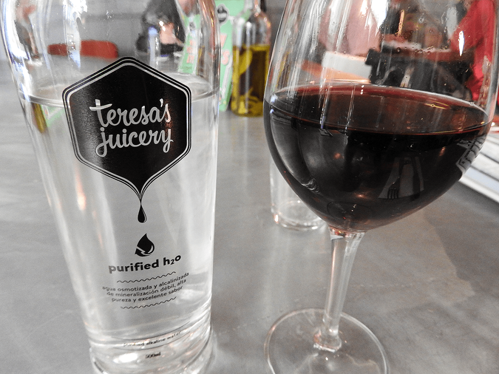 Lunch at Teresa Carles in Barcelona Starts with Organic Red Wine