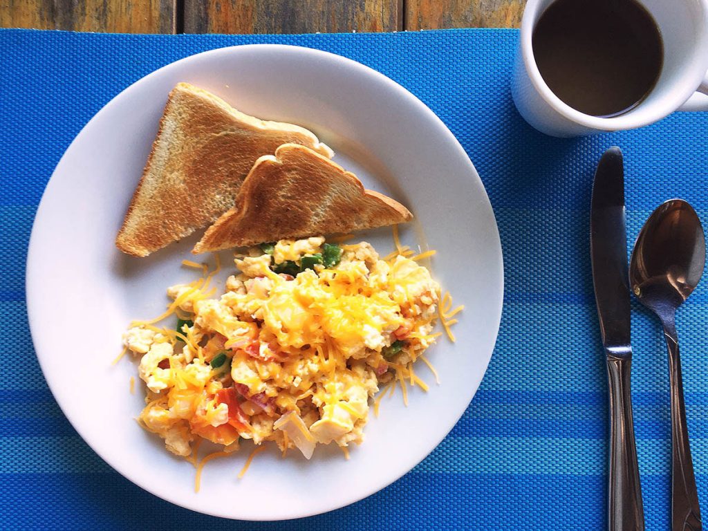Eggs Scrambled with Vegetables at Cocolobo Hotel Roatan Honduras