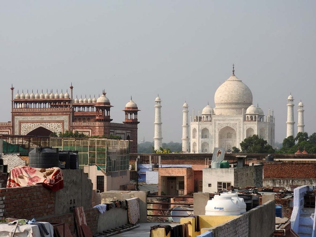 View of the Taj Mahal from Joey's Hostel in Agra