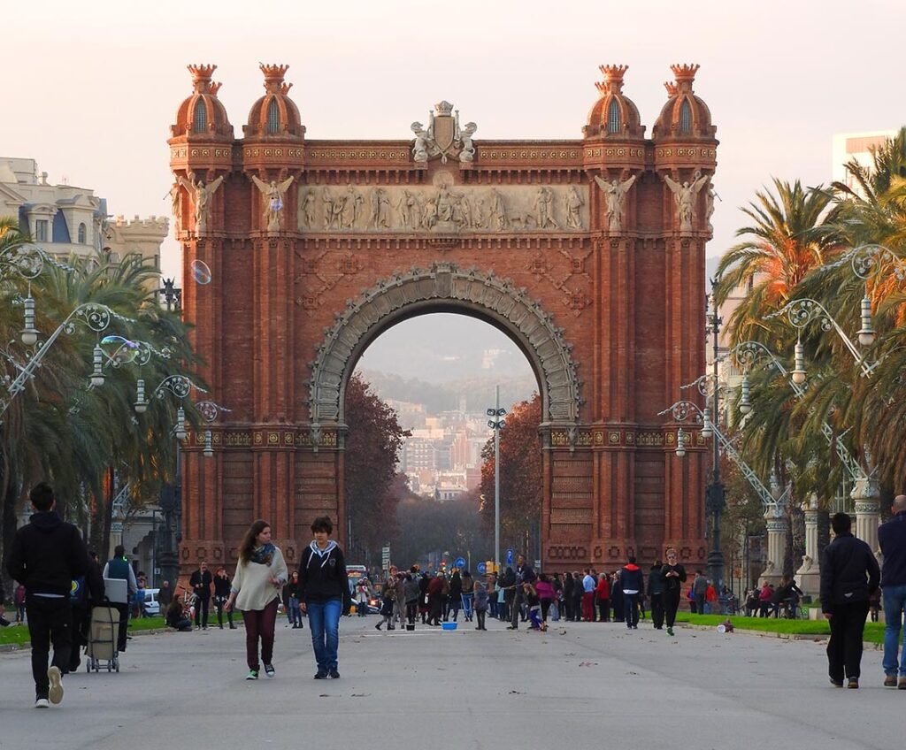 The Arc de Triomf in Eixample Barcelona Spain