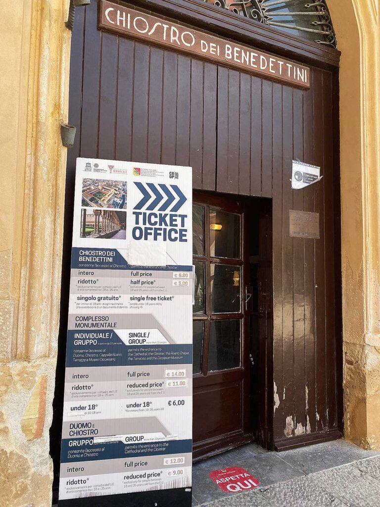 Ticket Prices for the Cathedral of Monreale Near Palermo Sicily