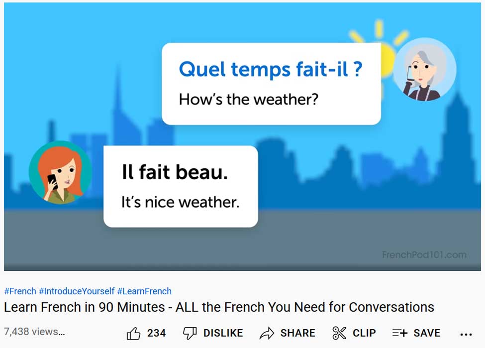 Learn French for Travel on YouTube