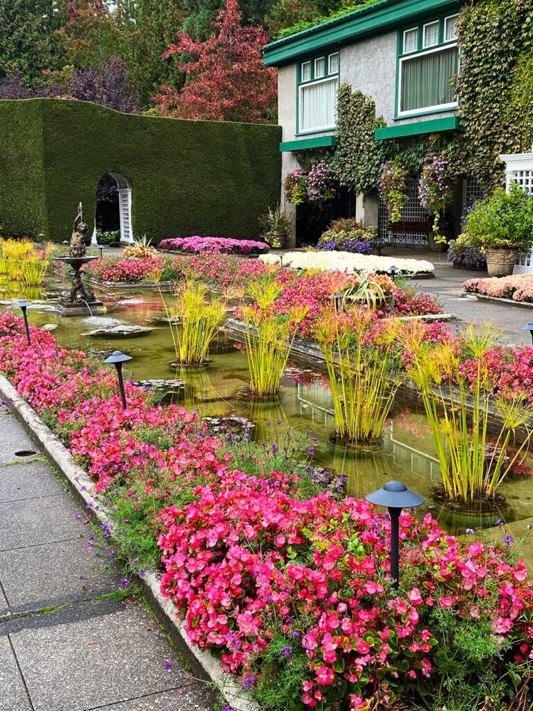 The Italian Gardens at the Butchart Gardens in November