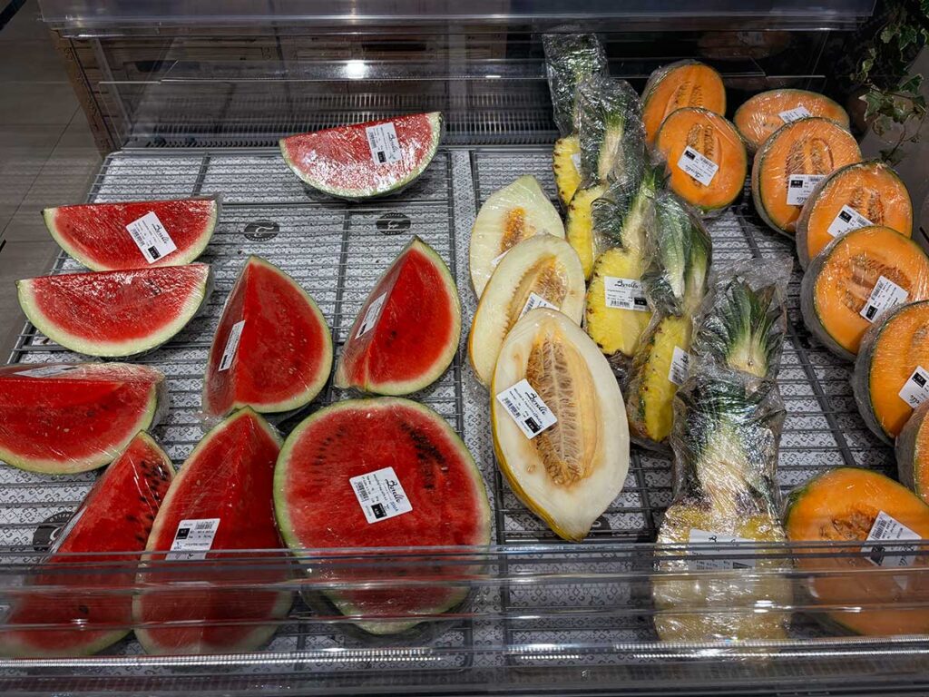 Melons for Sale in a Supermarket in Turin, Italy