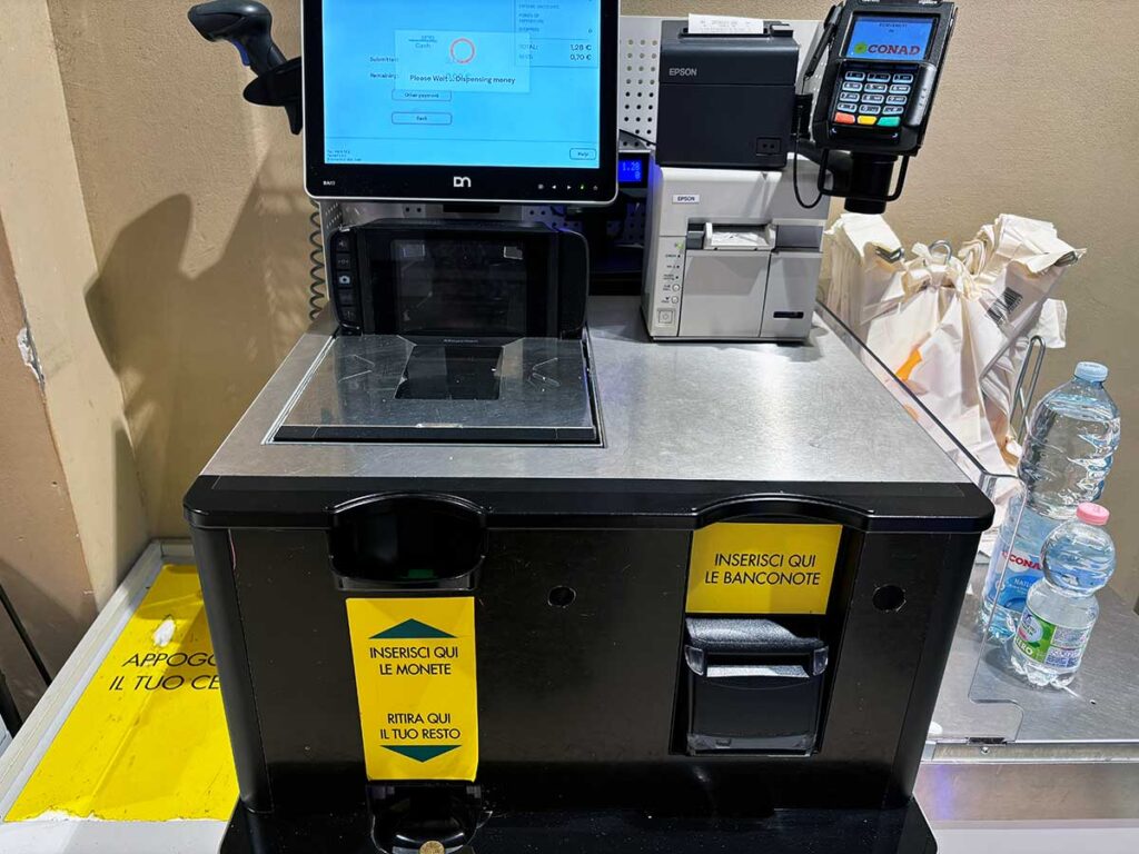 Self-Checkout in a Grocery Store in Italy