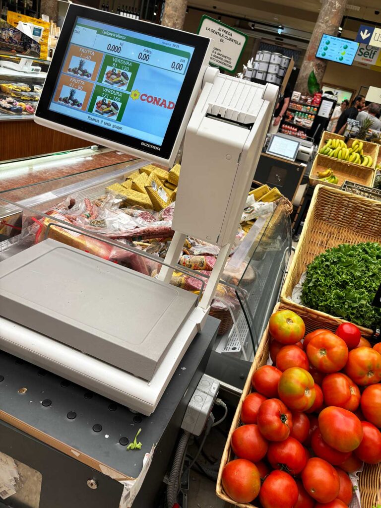 A Produce Scale at an Italian Supermarket