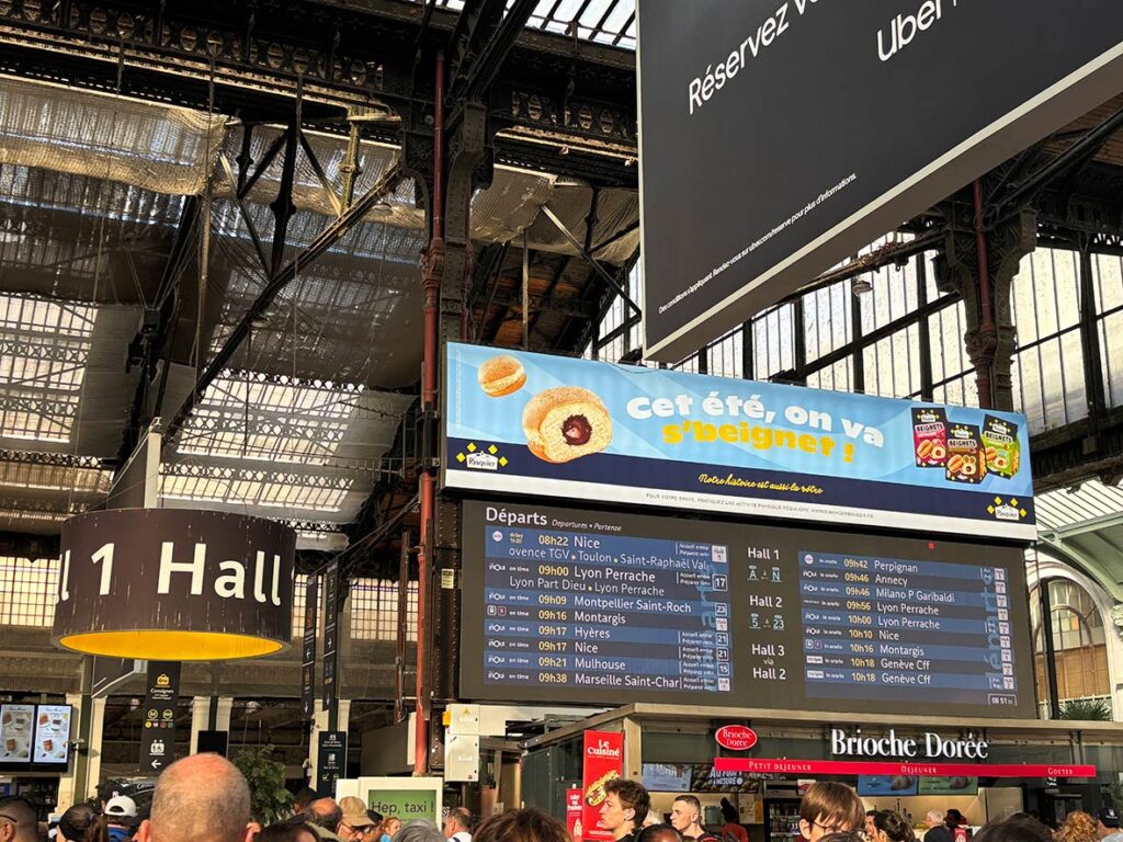 Departure Boards Showing the Train to Fontainebleau at Gare de Lyon